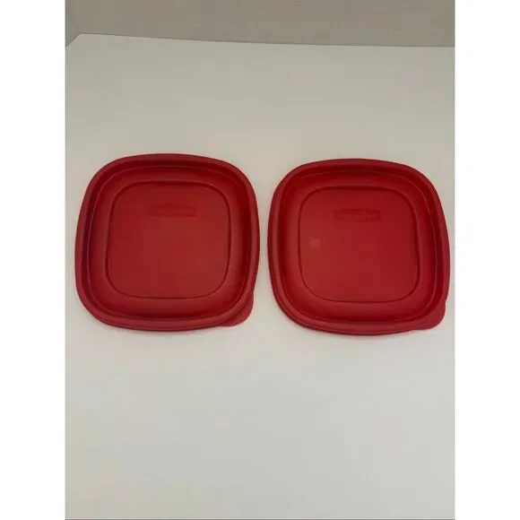 Rubbermaid Easy Find 6.5” Red Square Lid Replacement 7J64 Set of 2
