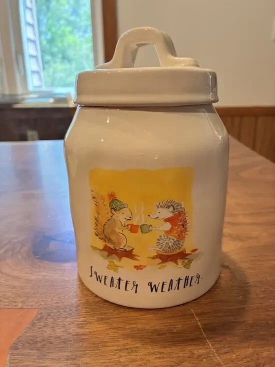 Rae Dunn Fall Critters “Sweater Weather” Canister/ Jar | 4.5” Unused