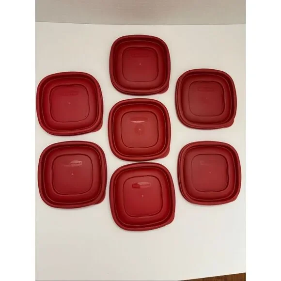 Rubbermaid Easy Find 4.5” Red Square Lid Replacement 7J58 Set of 7