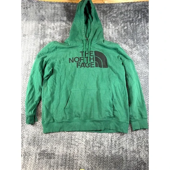 The North Face Half Dome Hoodie Mens XL Green Graphic Logo Fleece‎ Lined Cotton