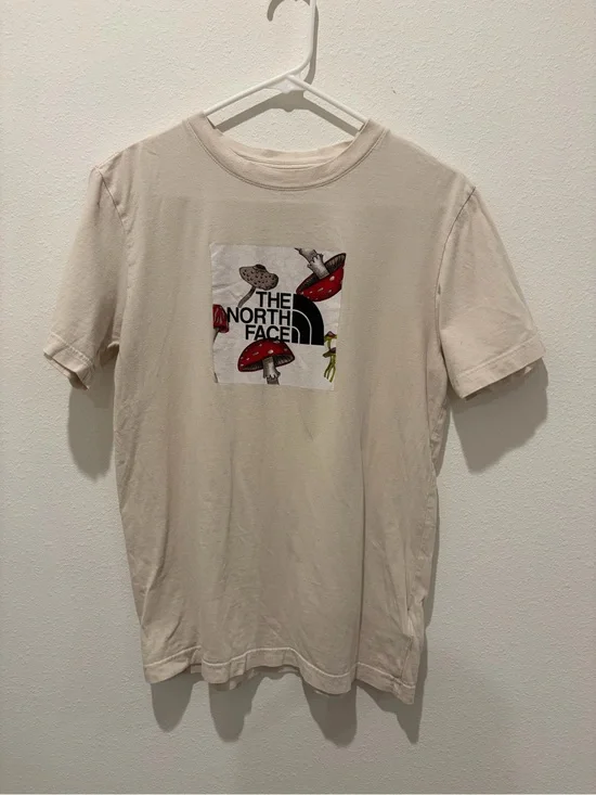 The North Face Cream Short-Sleeve Tee with Mushroom Graphic