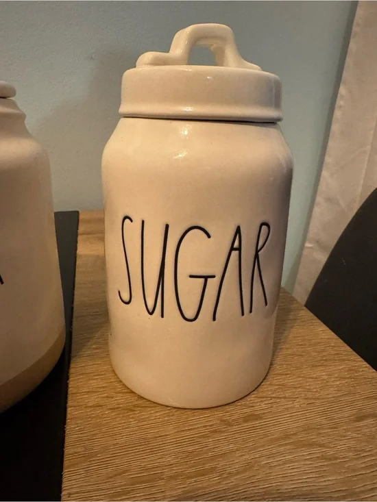 Rae Dunn Sugar Canister - Cream with Black Lettering