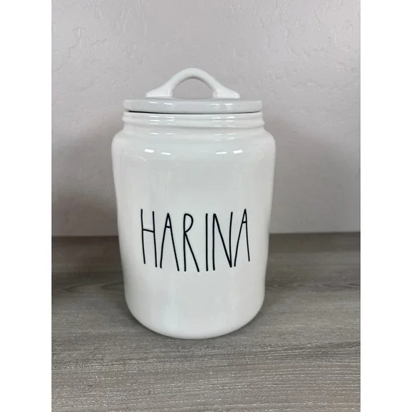 Rae Dunn Harina Flour Canister White Ceramic Spanish Collection Farmhouse Decor