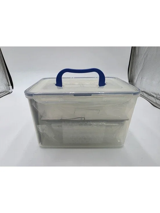 Lock & Lock Plastic Food Storage Container Set with Blue Handle and Lids
