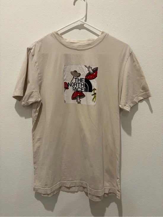 The North Face Beige Graphic Mushroom Logo Short Sleeve Tee