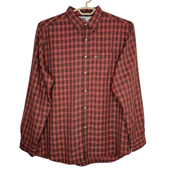 The North Face Shirt Men’s Size XL Plaid Red Hiking Button Up Long Sleeve