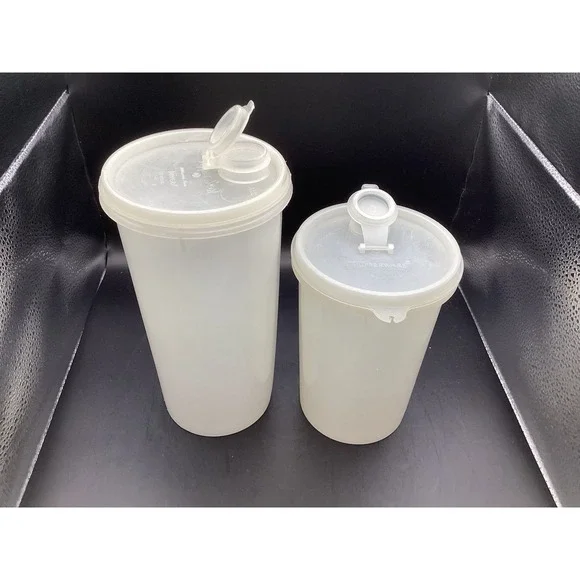 Vtg Tupperware Millionaire Line‎ 2-Lidded Containers w/ Pour Spouts- 4 & 5 Cups