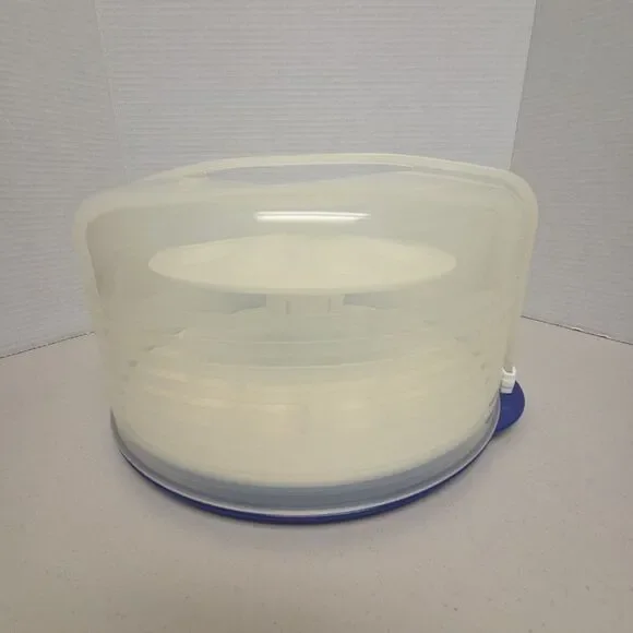 VTG Tupperware Blue Round Cake Taker Carrier, 12
