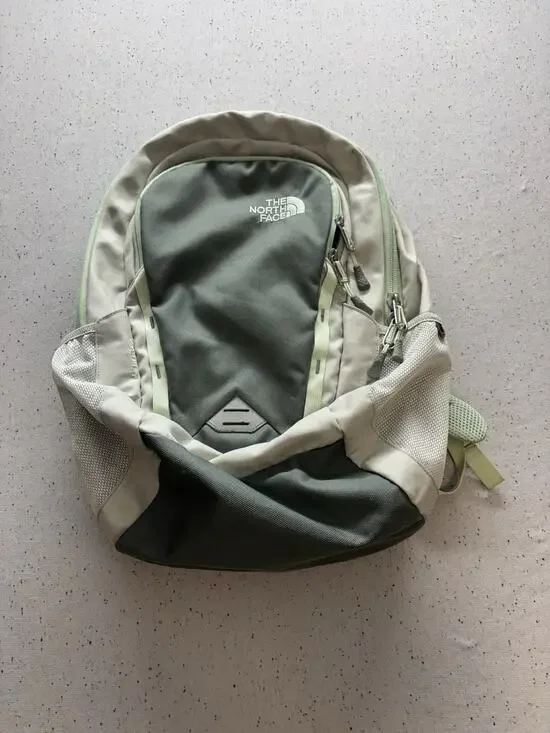 The North Face Vault Pack Light Gray Mint Green Hiking Travel Commuter Daypack