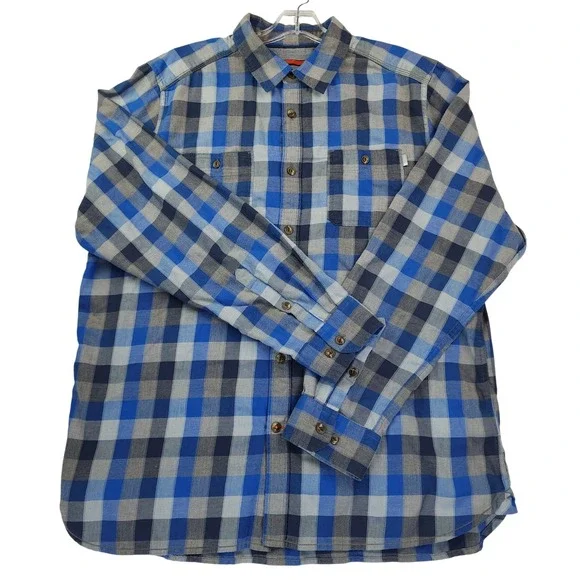 The North Face XL Blue Grey Plaid Button Down Shirt Long Sleeve Gorpcore Outdoor