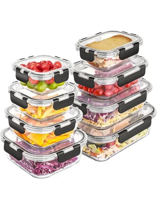 8 Pack Airtight Glass Meal Prep Containers with Lids, Leak Proof Bento Boxes