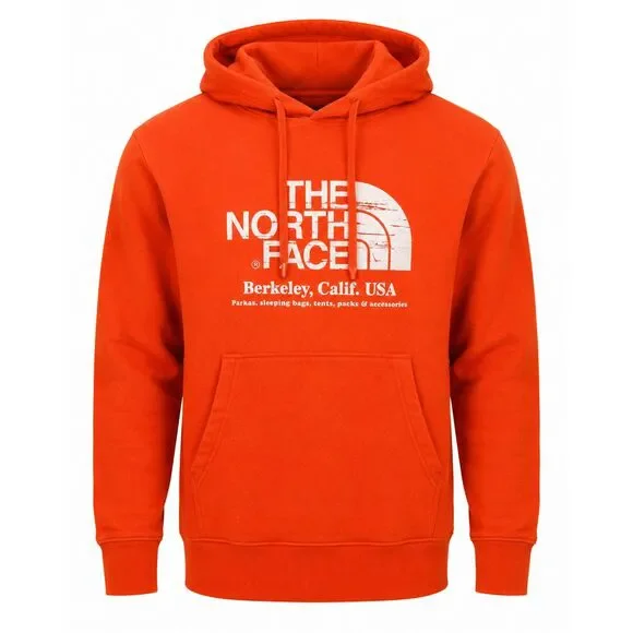 The North Face Berkeley Calif USA Hoodie Orange Men's Medium Graphic Pullover