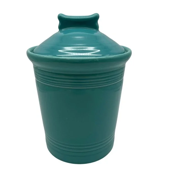 Fiesta 2 Qt Canister Medium Turquoise Dog Bone Ceramic Storage Retired READ