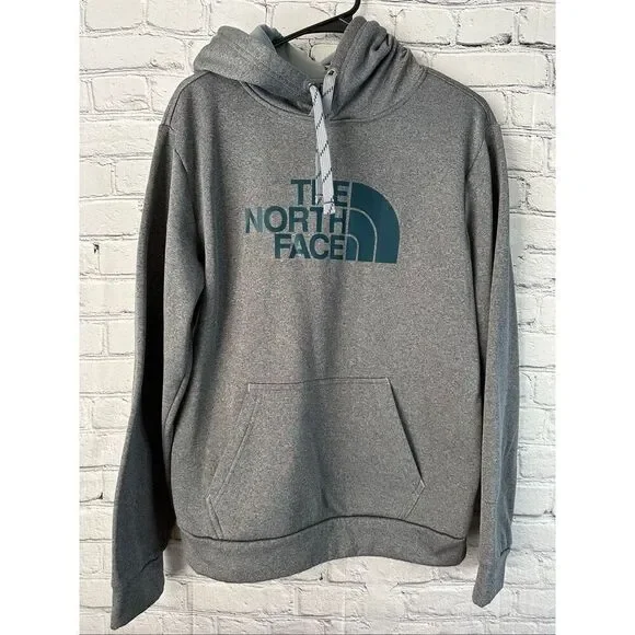 The North Face Half Dome Pullover Hoodie Men’s Medium Gray Teal Logo