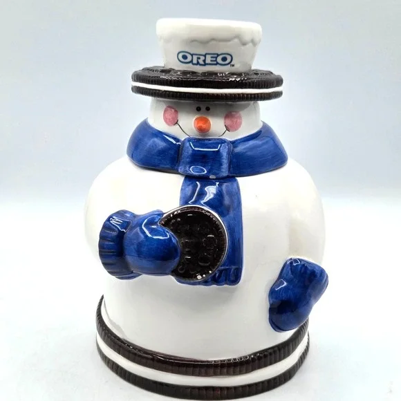 Vintage Nabisco Oreo Snowman Cookie Jar Houston‎ Harvest ( 2nd In 2000 Series )