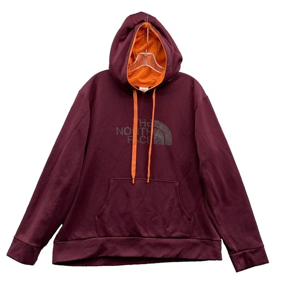North Face Hoodie Men's XL Burgundy Orange Outdoor Skater Travel Sportswear Gorp
