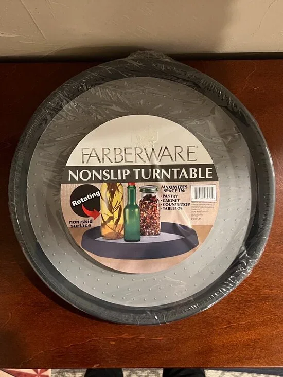 NWT Farberware Non-Slip Rotating Lazy Susan Turntable Organizer Gray 11.5