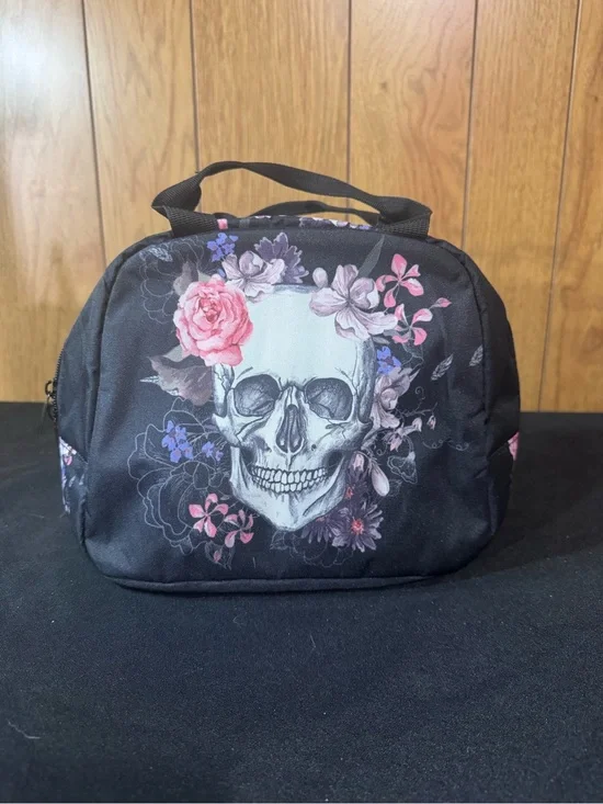 Black Floral Skull Lunch Bag‎