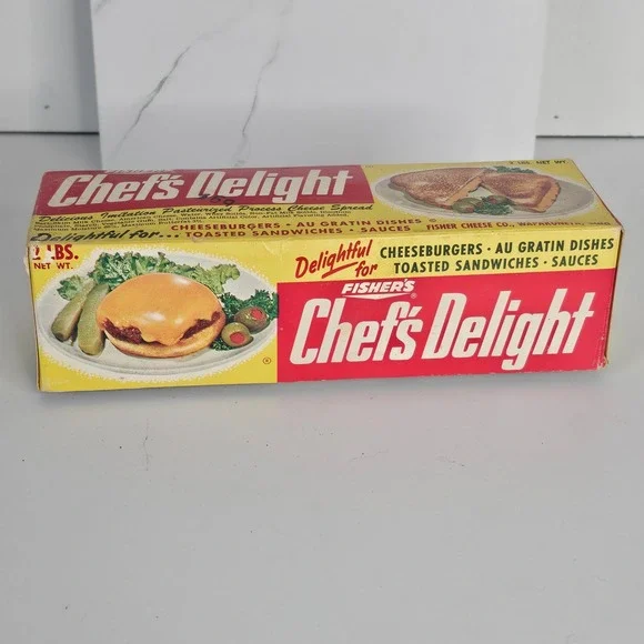 Vintage Fisher Cheese Co. Chef's Delight‎ Empty Cardboard 2 lb Cheese Box