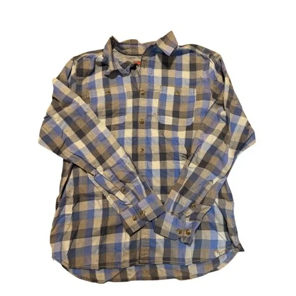 The North Face Mens Plaid Button Down Shirt Blue Grey‎ Check Long Sleeve Large