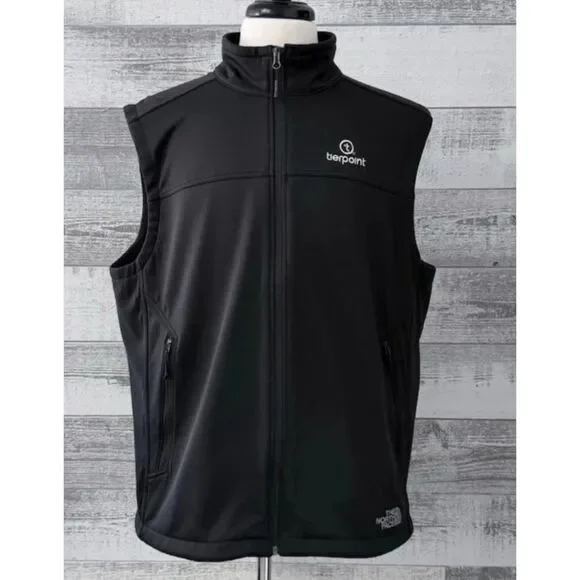 The North Face WindWall Vest Men's XL Black Full Zip Jacket Tierpoint Logo