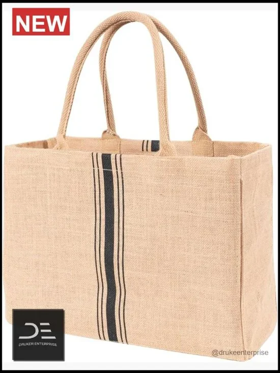 Jute Market Tote with Handles, Reusable Grocery Bag