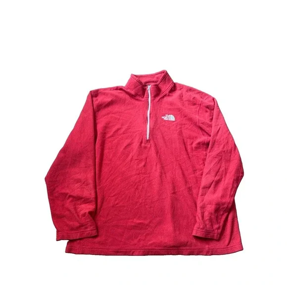 The North Face Men's Red Quarter Zip Pull Over Fleece XL