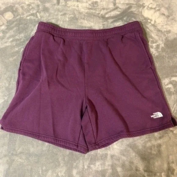 The North Face Mens Purple Fleece Sweat Shorts XL Relaxed Fit Elastic Waist