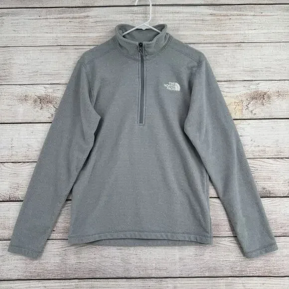 The‎ North Face Textured Cap Rock 1/4 Zip Fleece Pullover Men's Size S Gray