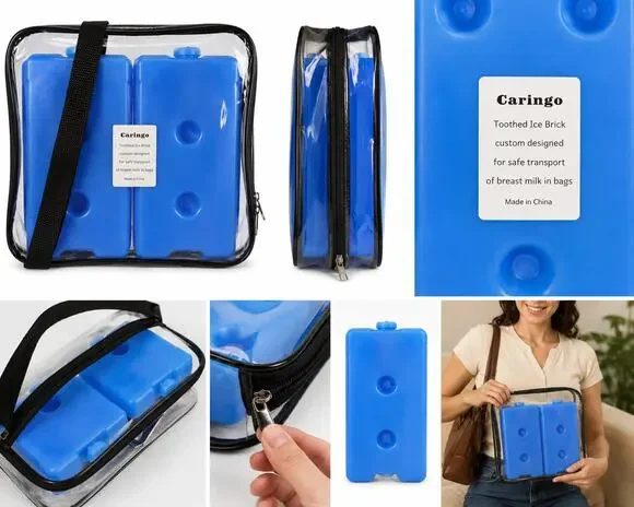 Caringo Breast Milk Cooler Bag with 2 Reusable Ice Packs
