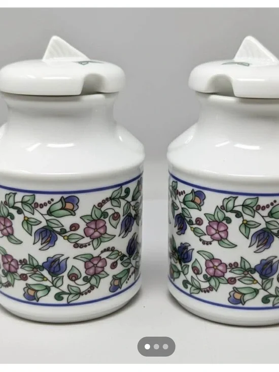 Porcelain Judaica Seder Horseradish & Salt Water Cups - Floral White