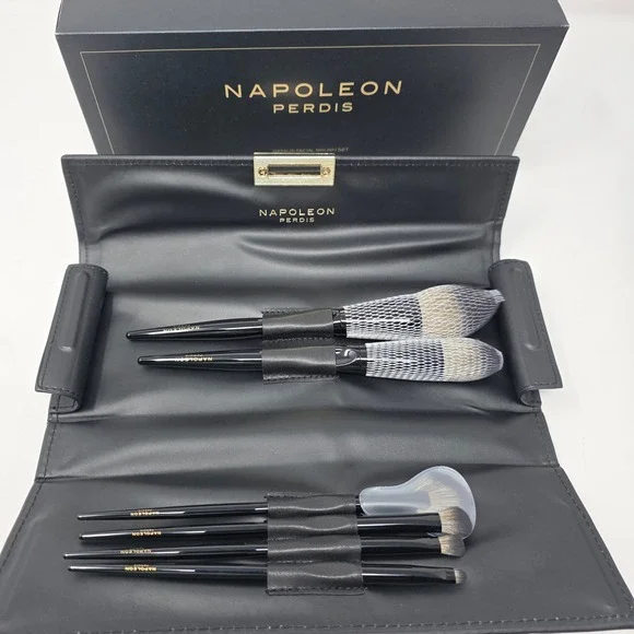 Napoleon Perdis Genius Facial Brush Set Women OS Black 6pc Synthetic New