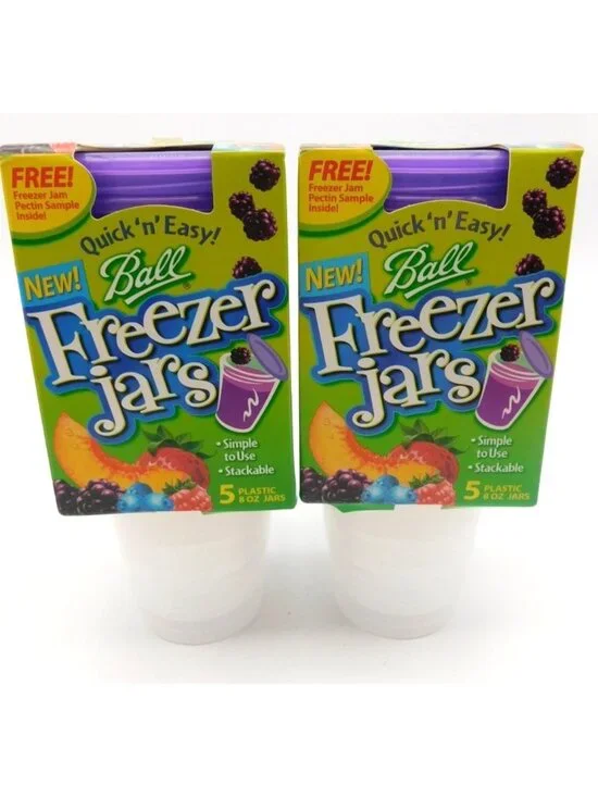 Ball Freezer Jars 8 Oz Plastic 2 Packs Of 5 Stackable Purple Twist On Lid 2005