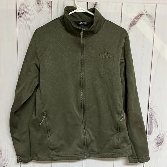 The North Face Texture Cap Rock Fleece Jacket Men’s Large‎ Green EUC