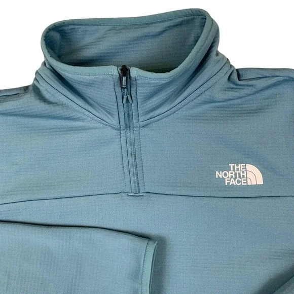 The North Face Mens Quarter Zip Grid Fleece‎ Pullover Blue NF0A8AZE Large