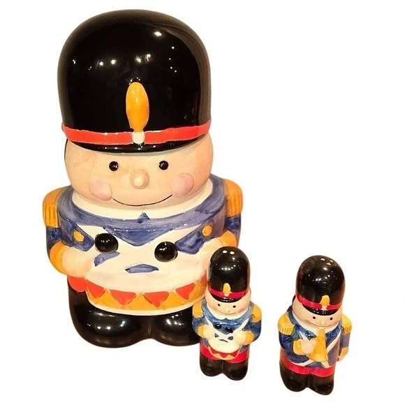 Dayton-Hudson Toy Soldier COOKIE JAR and‎ SALT & PEPPER SHAKERS Vintage