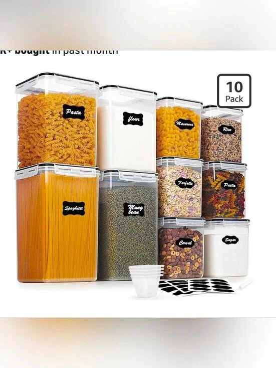 Airtight Clear Food Storage Containers – White Lids, 10-Pack