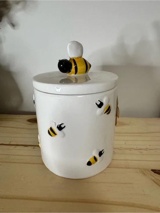Bee Ceramic Cookie Jar - Yellow & Black Accent