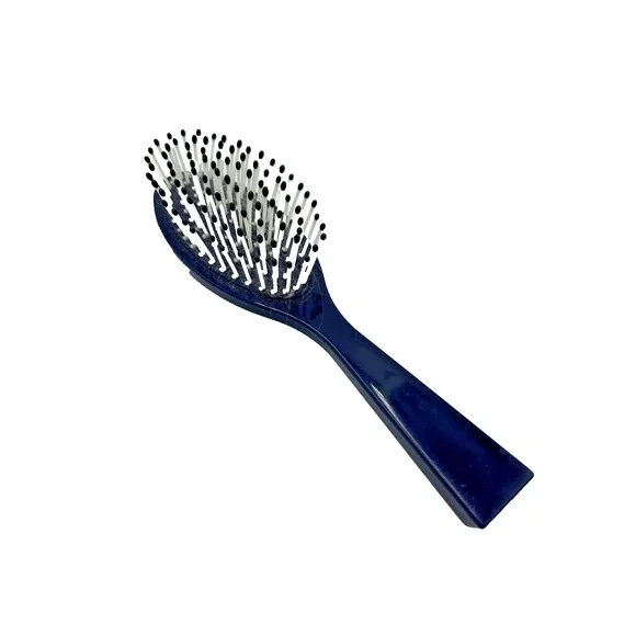 Estee Lauder Hair Brush Ball Tipped‎ Dark Blue Plastic Small Travel Purse 6.5