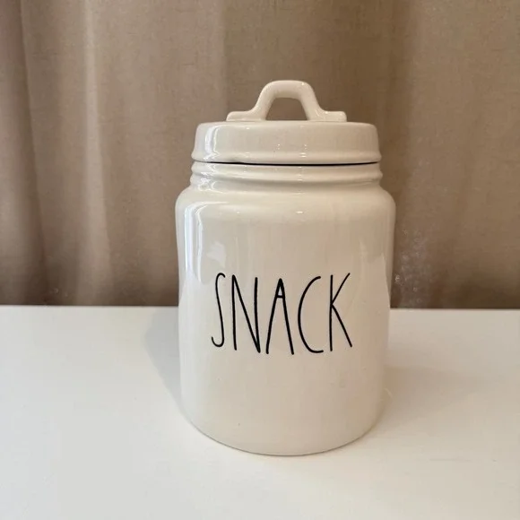 Rae Dunn SNACK Ceramic Canister with Lid Artisan Collection by Magenta Cream