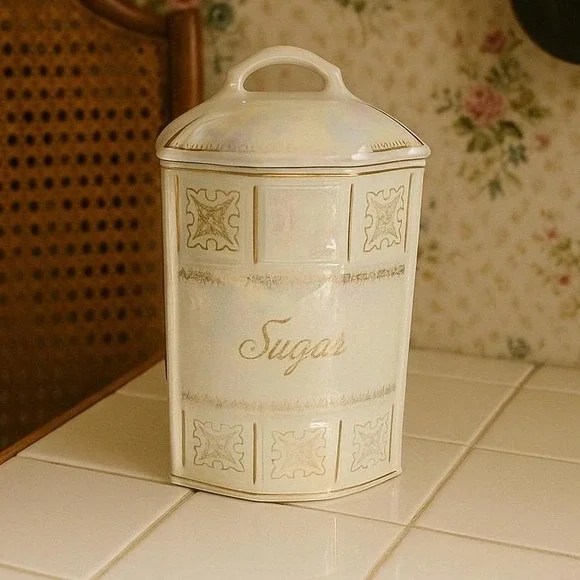 Vintage Czech Porcelain Sugar Jar Lid Victoria Czecho Slovakia 3104