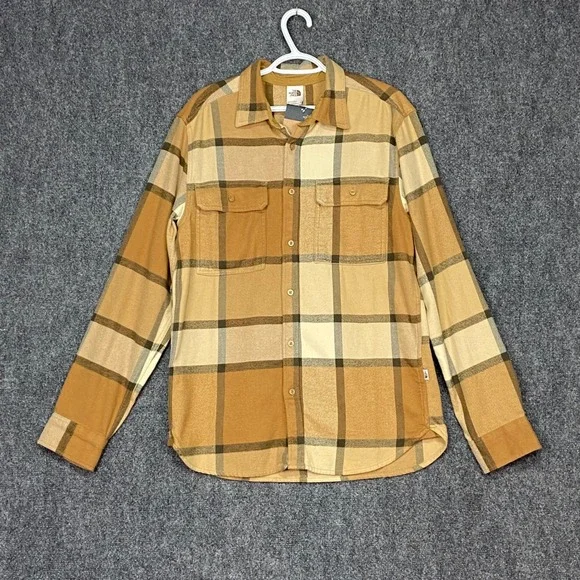The North Face Mens Arroyo Flannel Shirt Medium Utility Brown‎ Plaid Button Up