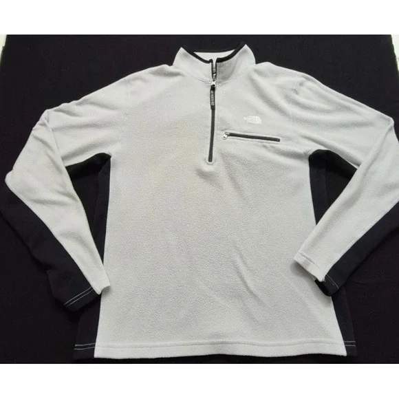 The North Face Polartec men's gray/black 1/4 zip fleece pullover jacket‎ sz. M