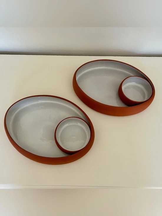 Vintage Bret Bortner Terracotta Chip and Dip Platter