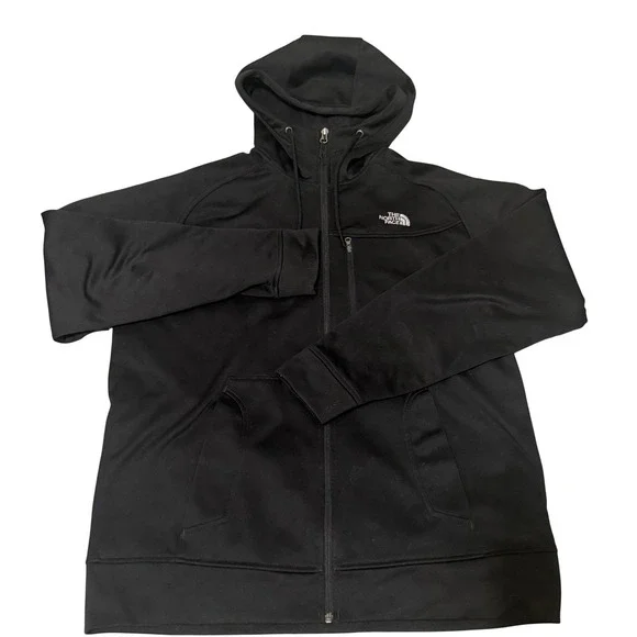The North Face Mens Black Full Zip Hoodie Jacket‎ Large Polyester Tech Fleece