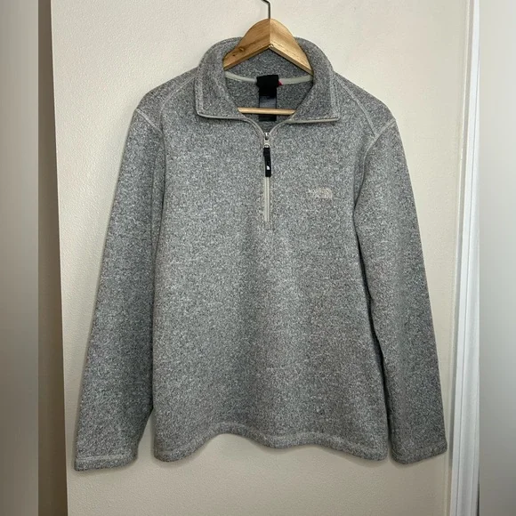 The North Face Men's Grey Quarter Zip Fleece Sweatshirt Size S Small