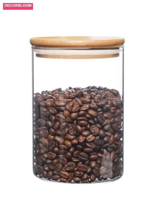 Large Glass Food Storage Jars with Bamboo Lids - Airtight Canisters for Coffee,