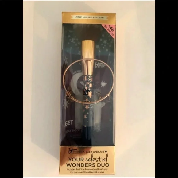 IT BRUSHES Cosmetics Celestial Wonders Alex & Ani Rafaelian Gold $56 Value NIB