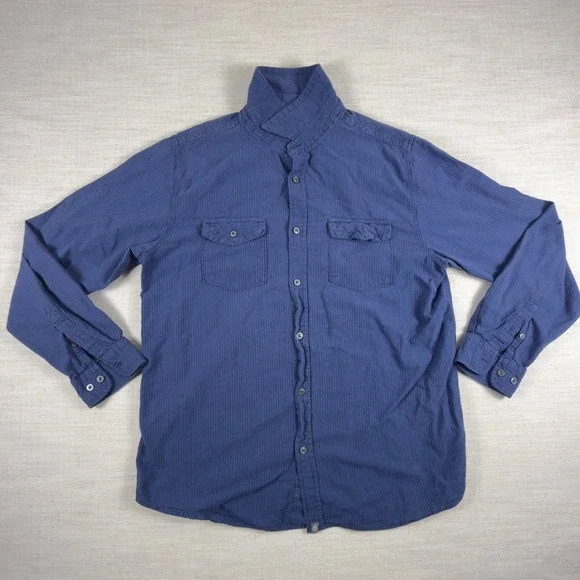 The North Face A5 Series Mens Large Blue Pinstripe Long Sleeve Button Down Shirt