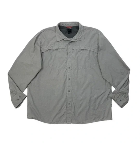 The North Face Shirt Mens XL Grey Performance Button Up Hiking Fishing Outdoor